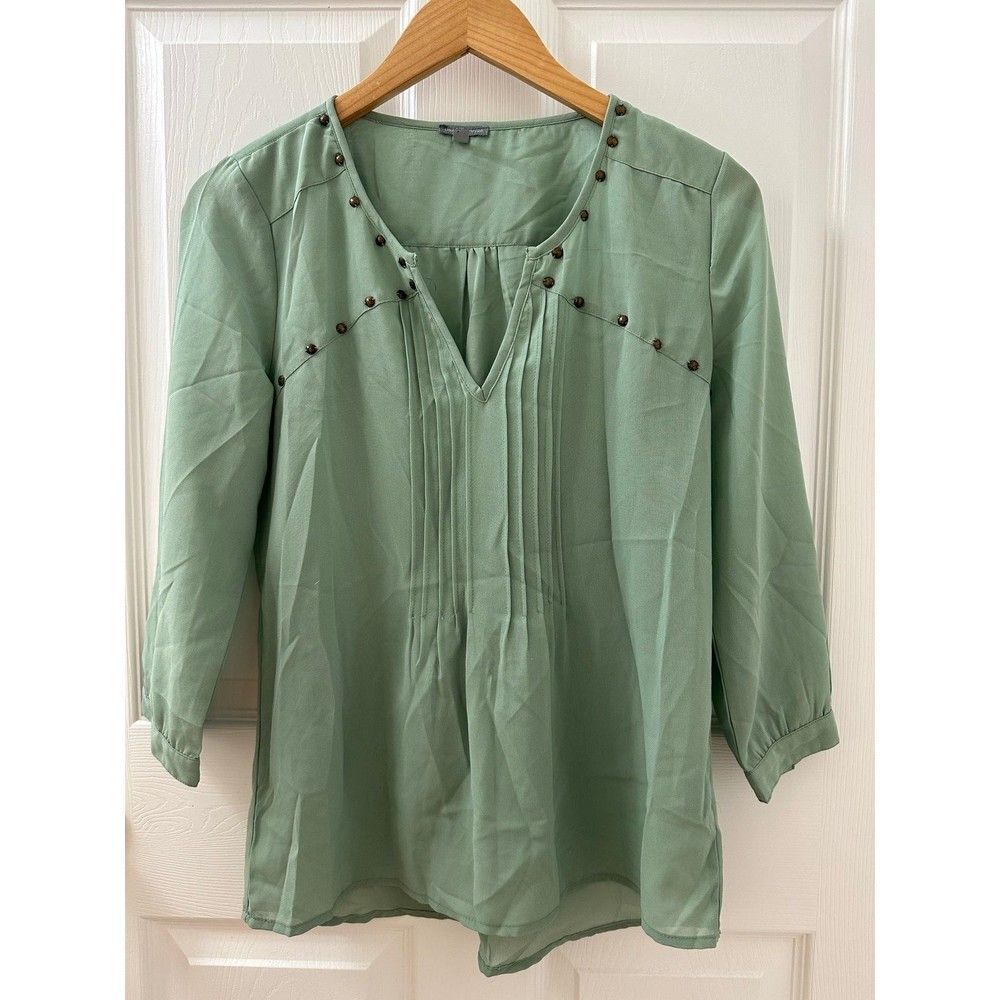 Sage Green Blue Long Sleeve Blouse Charlotte Russe